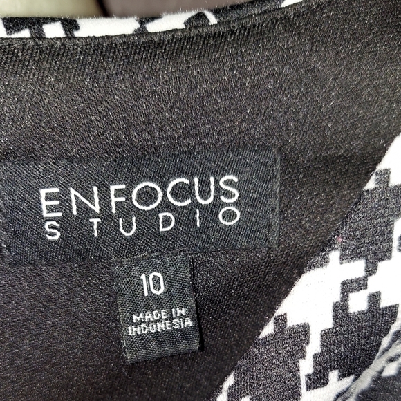 Enfocus Studios Women’s Sheath Dress Black Size 10 Houndstooth Print Sleeveless - Picture 6 of 6